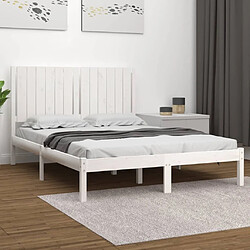 Maison Chic Lit Moderne Chambre - Cadre/structure de lit pour adulte Blanc Bois de pin massif 135x190 cm Double -MN56490