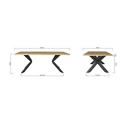 Acheter Table a manger fixe - Decor chene et metal noir - ELLIOR - L 180 x P 90 x H 76 cm