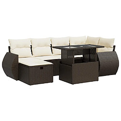 vidaXL Salon de jardin avec coussins 7 pcs marron résine tressée