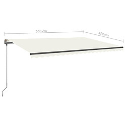 vidaXL Auvent manuel rétractable avec LED 500x350 cm Crème pas cher