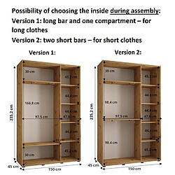 Abiks Meble Armoire DAVOS 5 À Portes Coulissantes 235,2/150/45 3 Portes pas cher