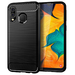 Coque en TPU anti-rayures, texture fibre de carbone, surface brossée noir pour votre Samsung Galaxy A40