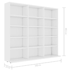 vidaXL Armoire à CD Blanc 102x23x89,5 cm Bois d’ingénierie pas cher