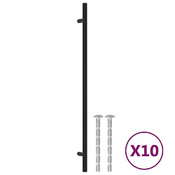 vidaXL Poignées d'armoire 10 pcs noir 320 mm acier inoxydable