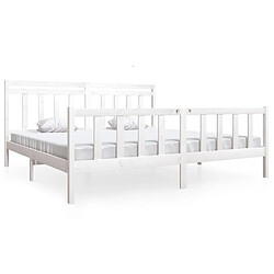 vidaXL Cadre de lit sans matelas blanc bois massif 200x200 cm