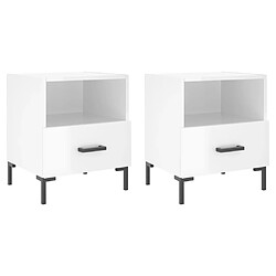 Maison Chic Lot de 2 Tables de chevet,Table de nuit,Table d'appoint pour salon blanc brillant 40x35x47,5 cm -MN22318