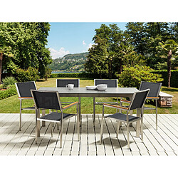 Beliani Table de jardin 180 x 90 cm Verre Noir COSOLETO