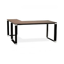 Mes Bureau d'angle 170x160x74 cm plateau noyer et pieds noir - SYRA