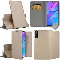 Htdmobiles Housse etui portefeuille avec coque intérieure en silicone pour Huawei P Smart S / Y8p + film ecran - OR MAGNET