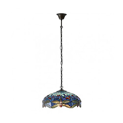 Interiors 1900 Suspension 41 cm Dragonfly Blue, verre et métal