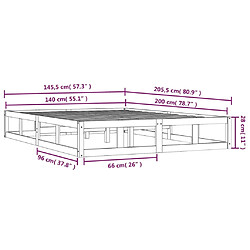 vidaXL Cadre de lit sans matelas 140x200 cm bois massif pas cher