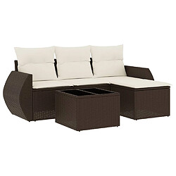 vidaXL Salon de jardin avec coussins 5 pcs marron résine tressée