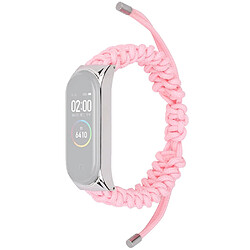 Bracelet en nylon corde tressée, réglable, rose pour Xiaomi Mi Band 5/6