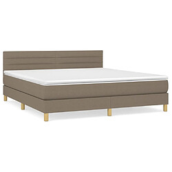 Maison Chic Lit adulte- Lit + matelas,Sommier à lattes de lit avec matelas Taupe 180x200 cm Tissu -GKD29076