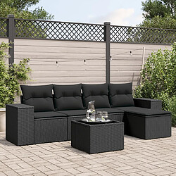 Maison Chic Salon de jardin 6 pcs avec coussins | Ensemble de Table et chaises | Mobilier d'Extérieur noir résine tressée -GKD89606