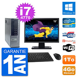 PC Dell 7020 SFF Ecran 19" Intel i7-4770 RAM 4Go Disque Dur 1To Windows 10 Wifi - Occasion