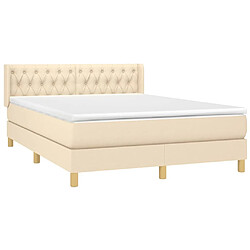 Avis Maison Chic Lit Adulte - Lit simple Lit à sommier tapissier avec matelas moelleux - Meuble de Chambre - Crème 140x200 cm Tissu -MN58026