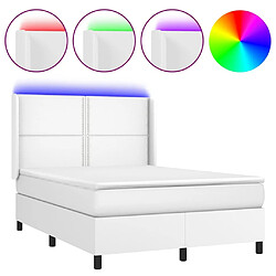 Sommier à lattes et matelas LED,Cadre à lattes de lit pour Adulte Blanc 140x190 cm Similicuir -MN13223