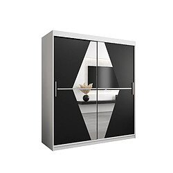 Abiks Meble Armoire Boliwia à portes coulissantes 200/180/62 2 portes (blanc/noir)