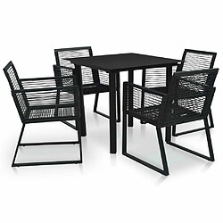 Maison Chic Mobilier à dîner 5 pcs de jardin - Ensemble table et chaises d'extérieur - Salon/Mobilier de jardin classique Rotin PVC Noir -MN10563