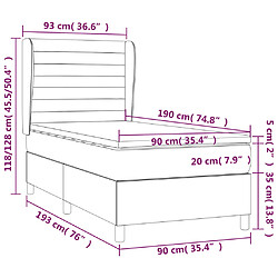 vidaXL Sommier à lattes de lit avec matelas Bleu 90x190 cm Tissu pas cher