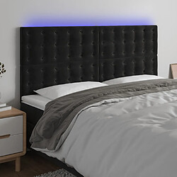 vidaXL Tête de lit à LED Noir 200x5x118/128 cm Velours