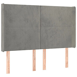 Maison Chic Tête de lit scandinave avec oreilles,meuble de chambre Gris clair 147x16x118/128 cm Velours -MN96290