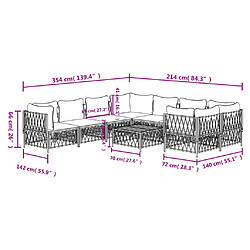 vidaXL Salon de jardin avec coussins 9 pcs anthracite acier pas cher