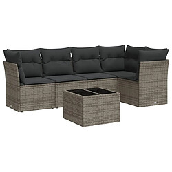 Maison Chic Salon de jardin 6 pcs avec coussins | Ensemble de Table et chaises | Mobilier d'Extérieur gris résine tressée -GKD19856