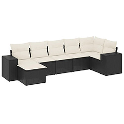 vidaXL Salon de jardin 7 pcs avec coussins noir résine tressée