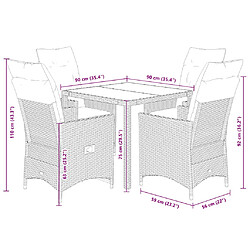 vidaXL Ensemble à manger de jardin avec coussins 5pcs Beige poly rotin pas cher