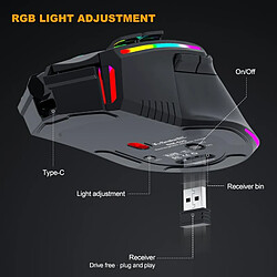 Yonis Souris Gaming RGB 9 Boutons Sans Fil 3200DPI pas cher