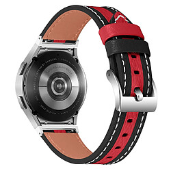 Bracelet en cuir véritable épissage de couleur, noir/rouge pour votre Samsung Galaxy Watch4 Classic 42mm/46mm/Galaxy Watch4 Active 40mm/44mm