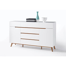 Pegane Commode en laqué blanc mat avec piètement en chêne - L169 x H101 x P40 cm