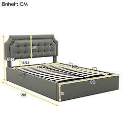 Avis KOMHTOM Lit plat rembourré gris 140 * 200cm, Design minimaliste, intérieur élégant