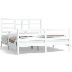 Maison Chic Lit adulte - Lit simple Cadre de lit,Structure du lit Contemporain Blanc Bois massif 160x200 cm -MN41160