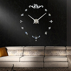 Acheter Wewoo Horloges DIY argent Chambre à coucher maison à piles Frameless grand 3D miroir bricolage Wall Sticker Mute horloge, taille: 100 * 100 cm