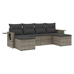 Maison Chic Salon de jardin 6 pcs avec coussins | Ensemble de Table et chaises | Mobilier d'Extérieur gris résine tressée -GKD61551