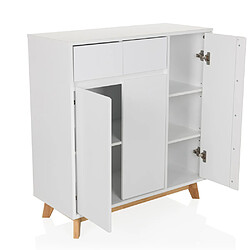 Armoire à chaussures / commode ESTHA 80x34x85 cm 2 tiroirs 3 portes blanc hjh LIVING