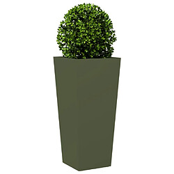 Avis vidaXL Jardinières 2 pcs vert olive 35x35x75 cm acier