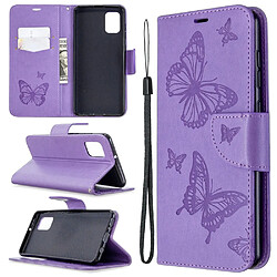 Etui en PU empreinte papillon violet pour Samsung Galaxy A31