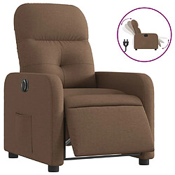 Maison Chic Fauteuil Relax pour salon, Fauteuil inclinable électrique Marron Tissu -GKD29601