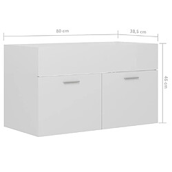 vidaXL Armoire d'évier Blanc brillant 80x38,5x46 cm Bois d’ingénierie pas cher