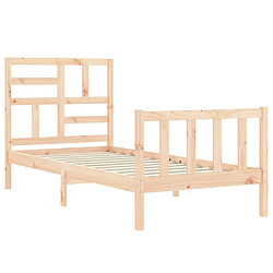 Maison Chic Cadre/structure de lit avec tête de lit pour adulte - Lit Moderne Chambre 90x200 cm bois massif -MN98405 pas cher