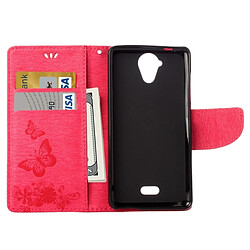 Acheter Wewoo Coque Magenta Wiko U Feel Lite Étui en cuir à rabat avec motif fleurs et papillon avec boucle magnétique Titulaire & Slots de cartes Portefeuille