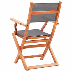 Maison Chic Lot de 2 Chaises pliables de jardin - Fauteuil d'extérieur Gris Eucalyptus et textilène -MN43532 pas cher