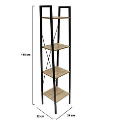 Avis The Home Deco Factory Etagère 4 tablettes en bois et métal Savannah 34 cm.