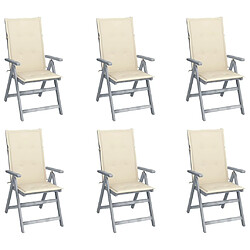 vidaXL Chaises inclinables de jardin lot de 6 et coussins Bois acacia