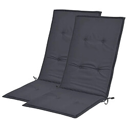 Decoshop26 Lot de 2 coussins de chaise de jardin en tissu anthracite 120x50x3 cm DEC021542