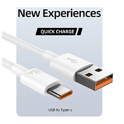 INF Câble de charge USB-C ultra rapide 66 W 6 A, compatible avec Huawei, Xiaomi White 1 m